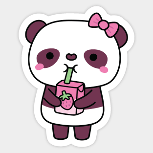 Cute Panda Drinking Strawberry Milk Sticker